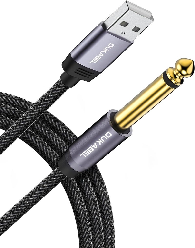 DUKABEL كابل جيتار USB، USB-A إلى كابل 1/4 TS لتسجيل الجيتار، 8 أقدام/2.4 متر كابل أحادي للأداة للباس، الخلاط، الكمبيوتر، اللابتوب (لا يعمل مع RockSmith) - Image 1